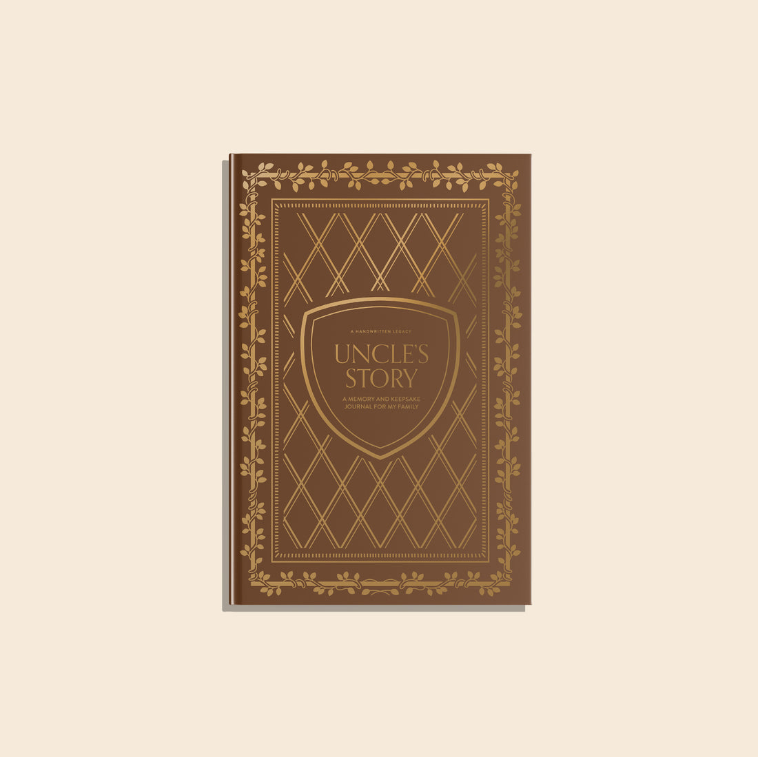 Book titled 'Uncles Story' with decorative cover on a beige background