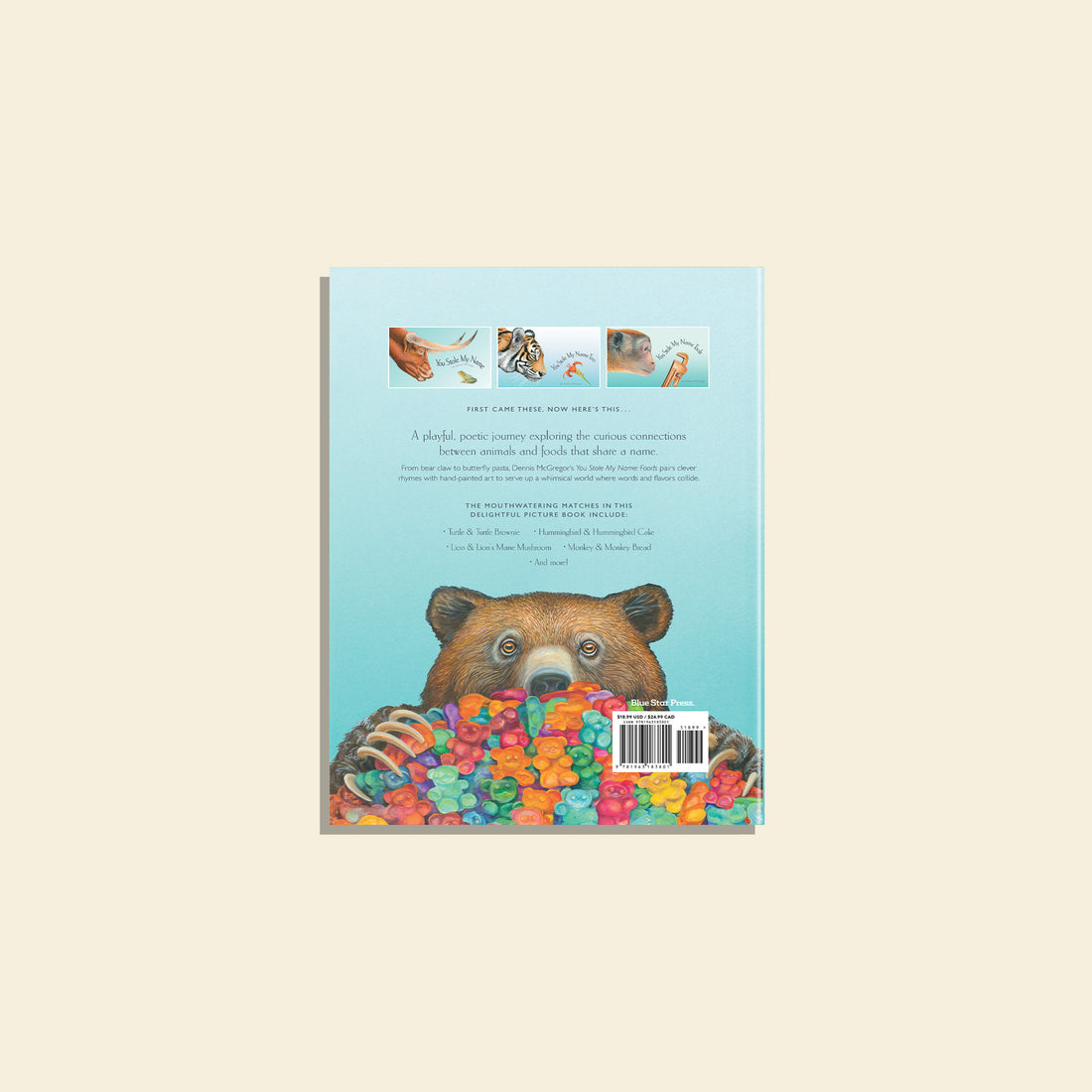 Book cover with a bear illustration on a light blue background