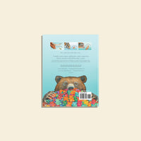 Book cover with a bear illustration on a light blue background