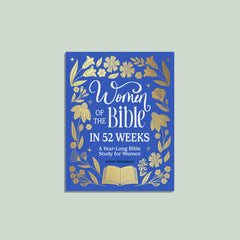 Book cover of 'Women of the Bible in 52 Weeks' with floral design on a light gray background