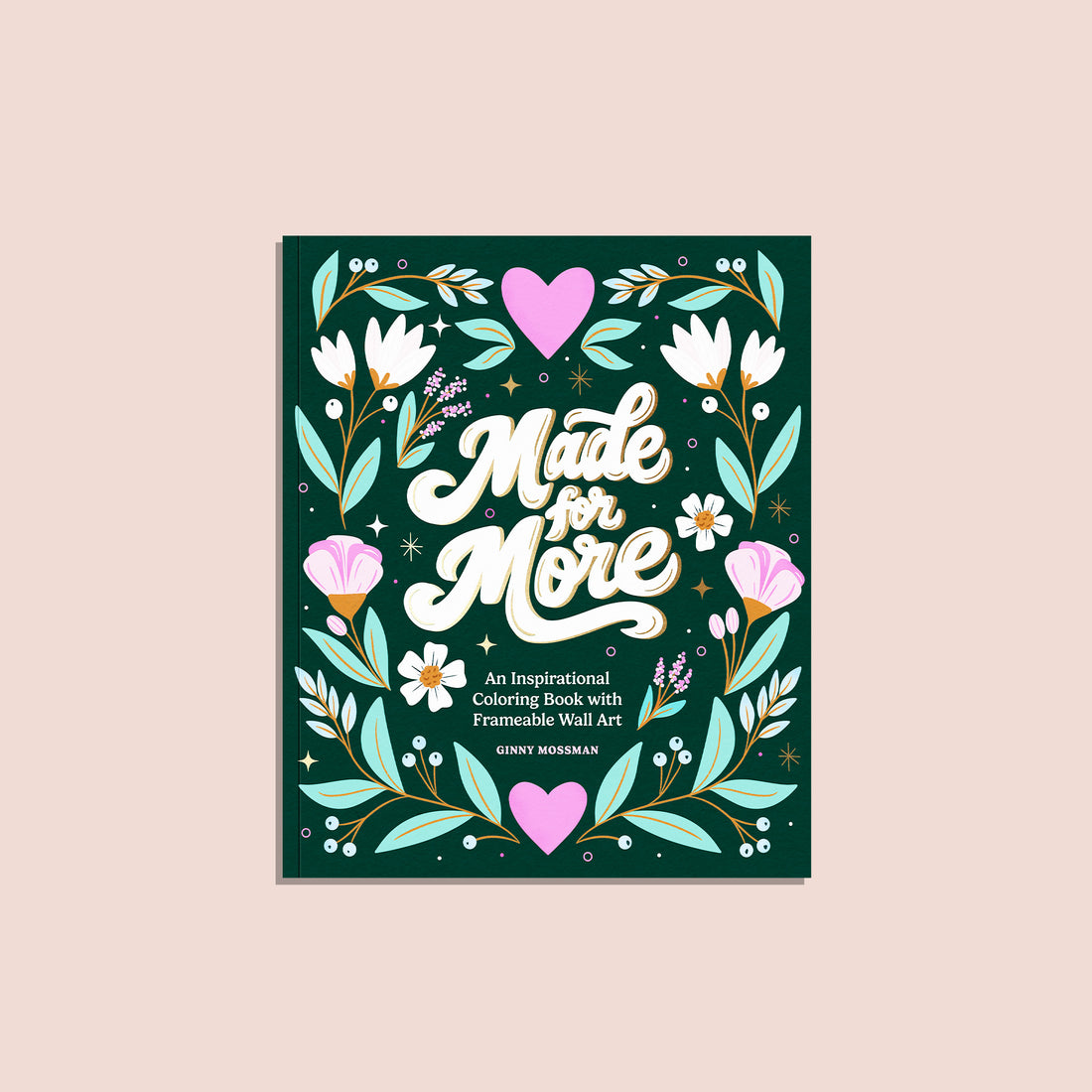 Book titled 'Made for More' with floral design on a green background