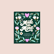 Book titled 'Made for More' with floral design on a green background