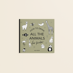 A cover image of a children's drawing book titled 'How to Draw All the Animals for Kids' by Alli Koch, featuring illustrations of various animals.