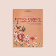 Cover of the Watercolor Workbook featuring a floral design with butterflies and the title 'Flowers, Feathers, & Animal Friends' by Sarah Simon.